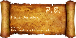 Páli Benedek névjegykártya